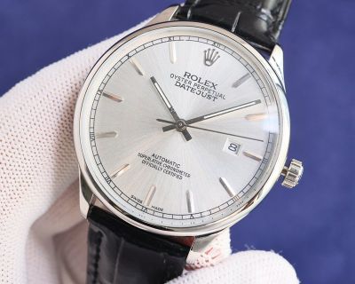 Rolex Datejust 3235 Movement 40mm 316L Steel Italian Leather Band WG/RG Case Watch